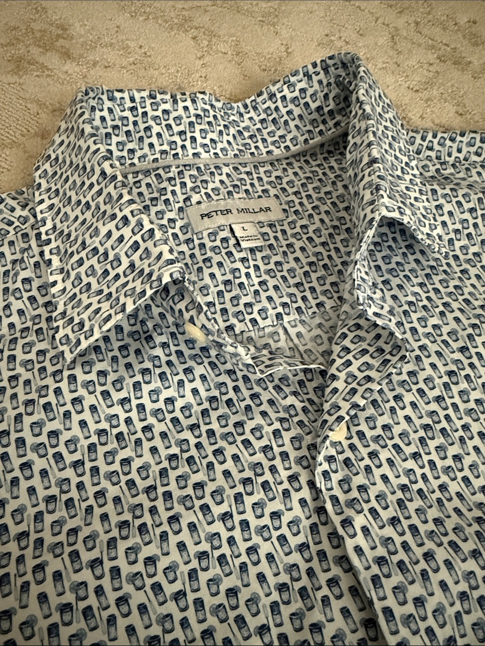 Peter Millar cotton short sleeve button down Large